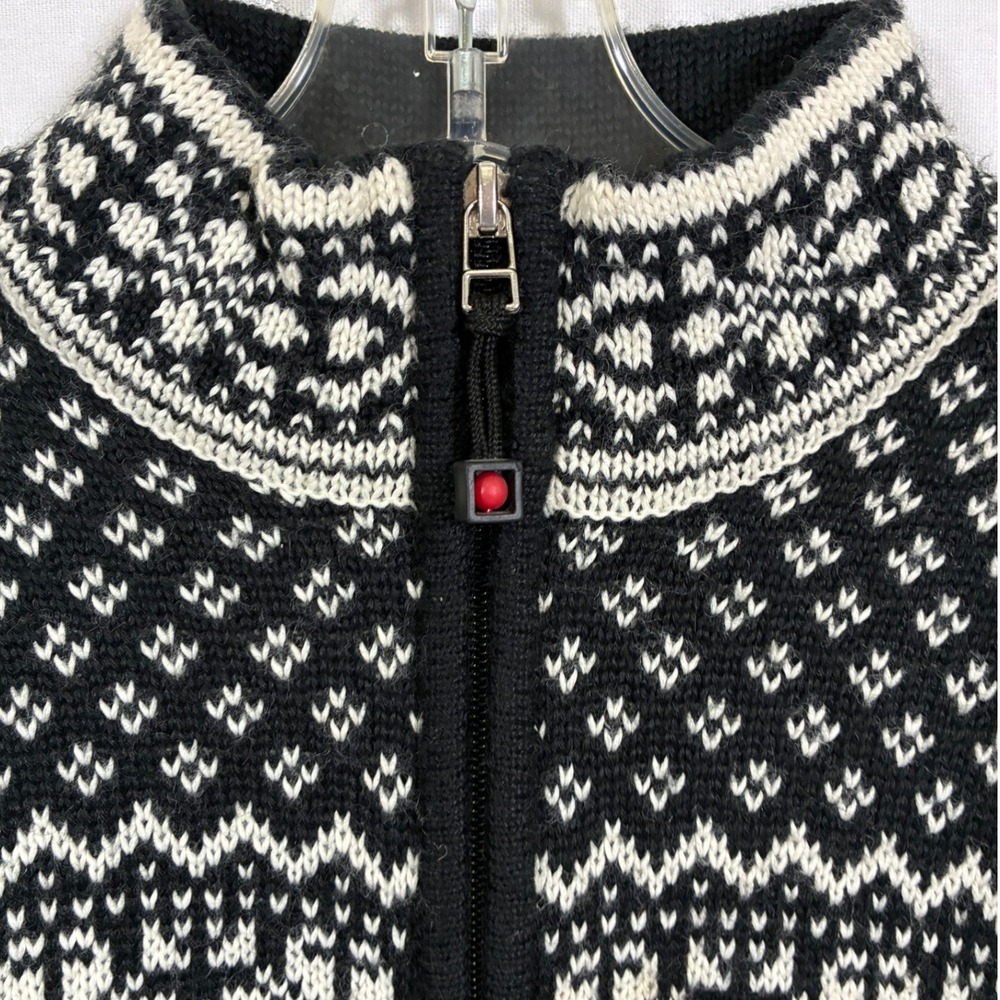 Obermeyer Signature Mimi Womens L Black White Fair Isle Wool Blend Quarter Zip - Picture 4 of 11